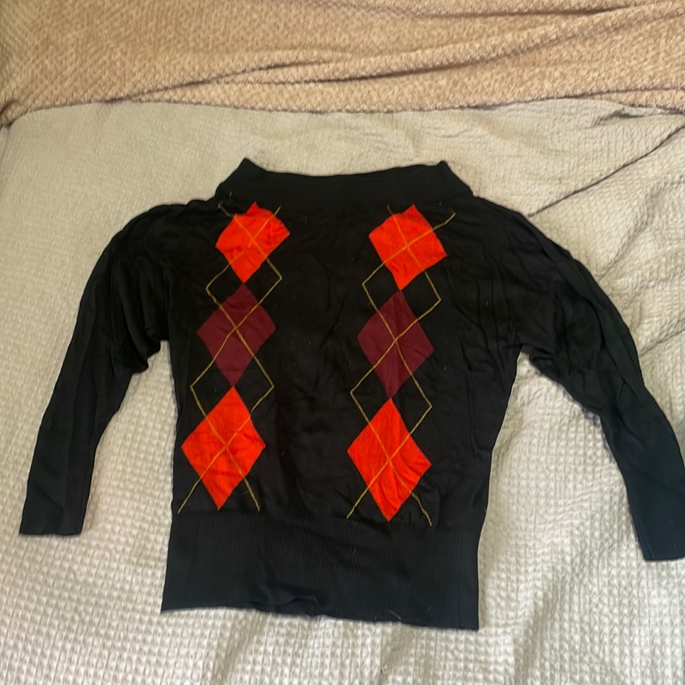 Express argyle off-shoulder sweater